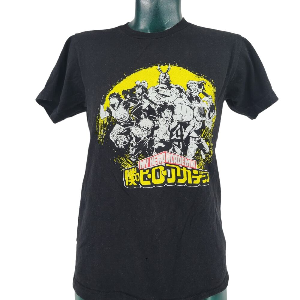 Funimation My Hero Academia Graphic Tee T-Shirt Black Cotton Unisex Size S 1888